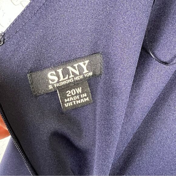 Plus Size Fit & Flare High Low Midi Dress Floral Belted Cap Sleeve Navy 20W NWT - Picture 9 of 13